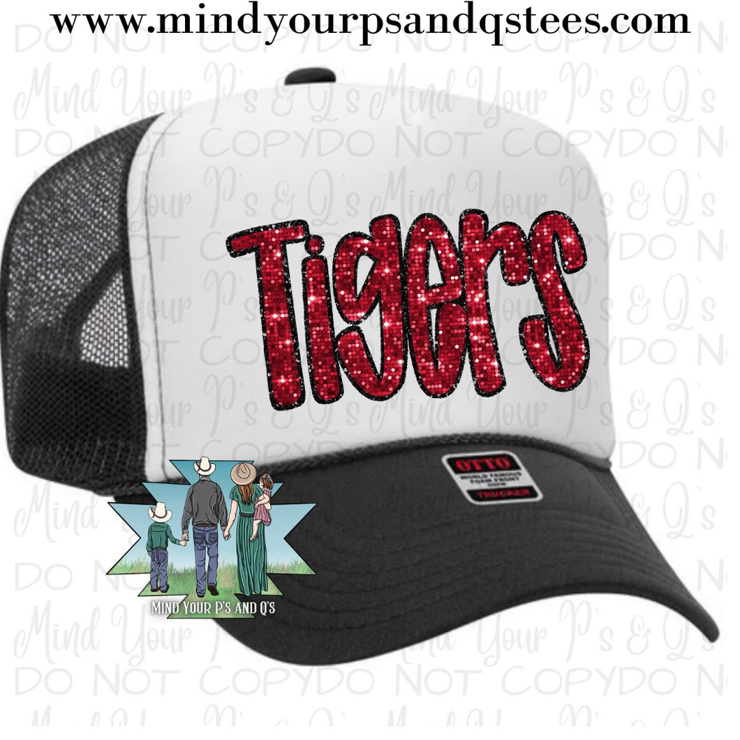 Tigers Faux Glitter Trucker Hat