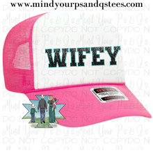 Load image into Gallery viewer, Wifey Faux Glitter Trucker Hat
