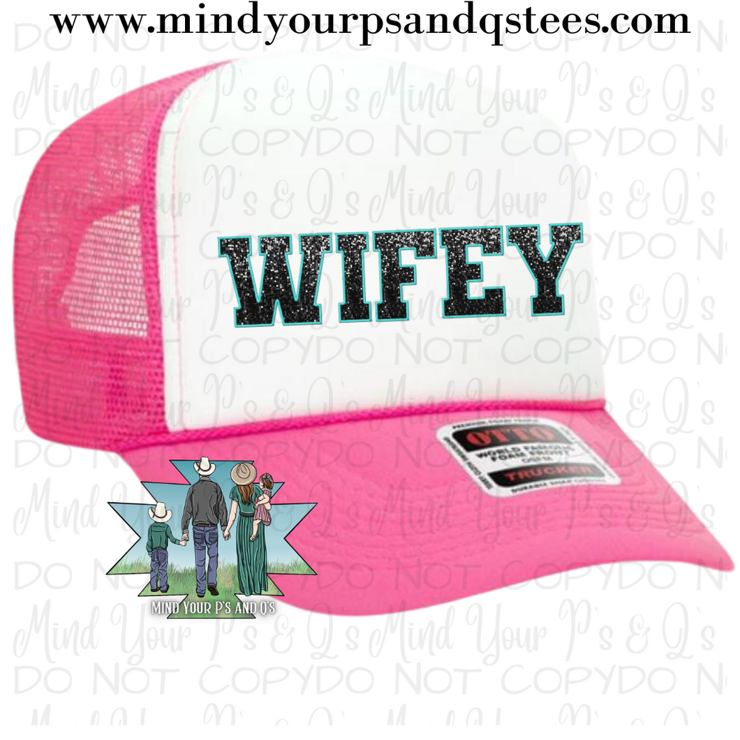 Wifey Faux Glitter Trucker Hat
