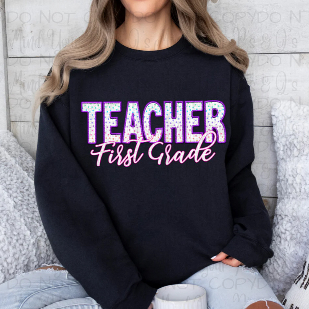 Faux Embroidery Teacher Grades