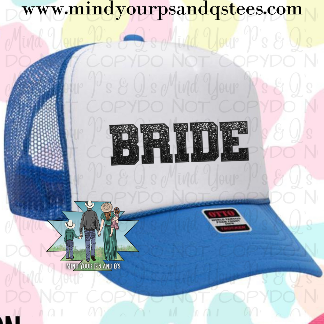 Bride (Black) Faux Glitter Trucker Hat