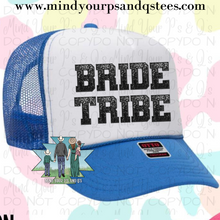 Load image into Gallery viewer, Bride Tribe (Black) Faux Glitter Trucker Hat
