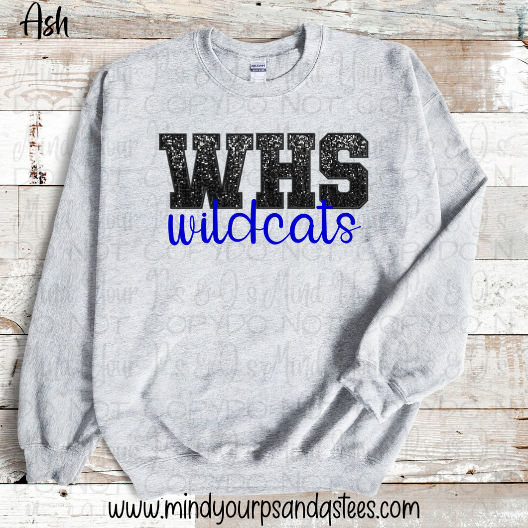 WHS Wildcats Royal Blue Faux Sequin