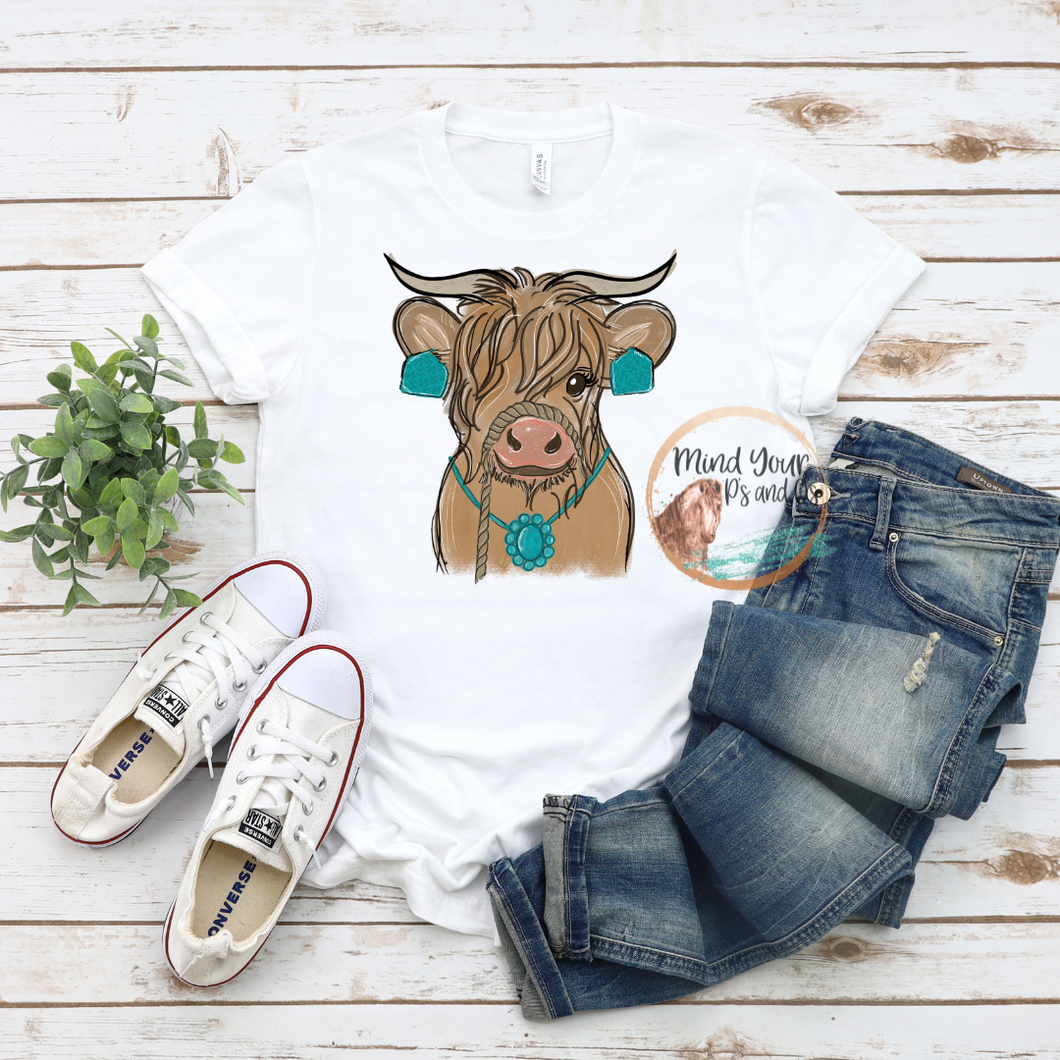 Turquoise Highland Cow